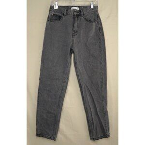 Pull & Bear High Waist Mom Jeans Gray Denim Cotton Straight Leg Women's Size 6